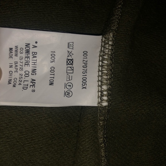 Bape Green Full Zip Hoodie size MEDIUM